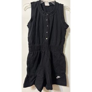Nike Women Black Sleeveless Snap Front Jersey Knit Romper Medium Casual Athleisu